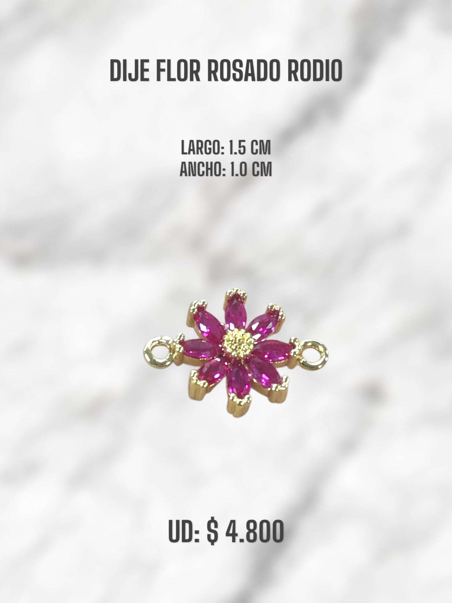 DIJE FLOR ROSADA RODIO