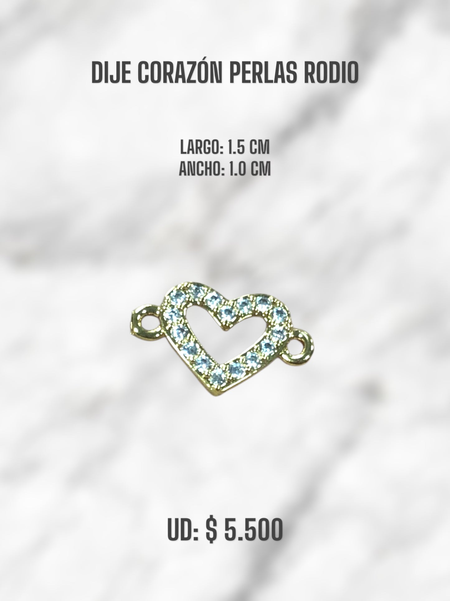DIJE CORAZÓN PERLAS RODIO