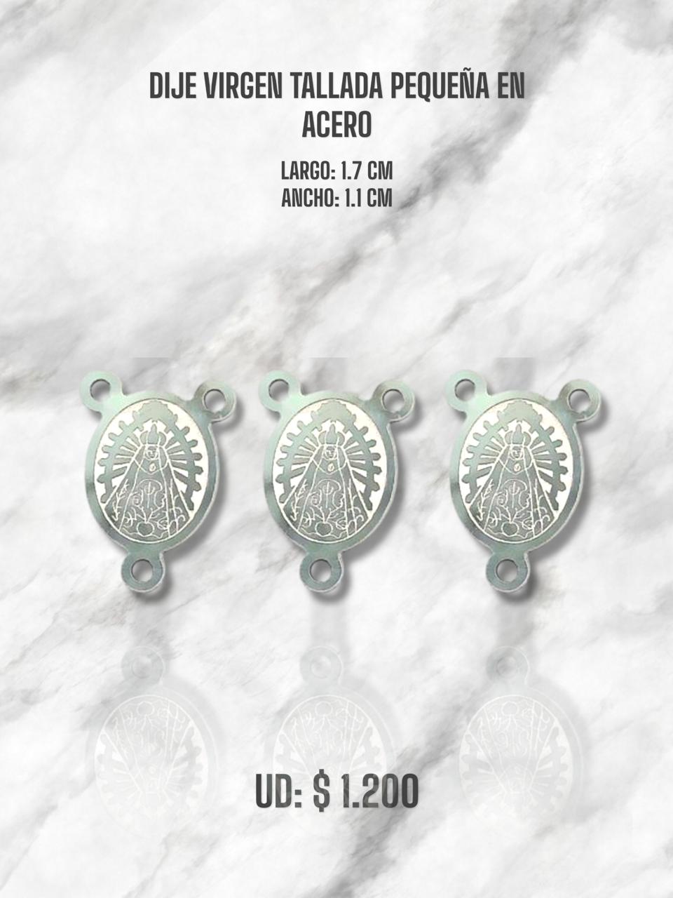 DIJE VIRGEN TALLADA PEQUEÑA ACERO PLATEADO