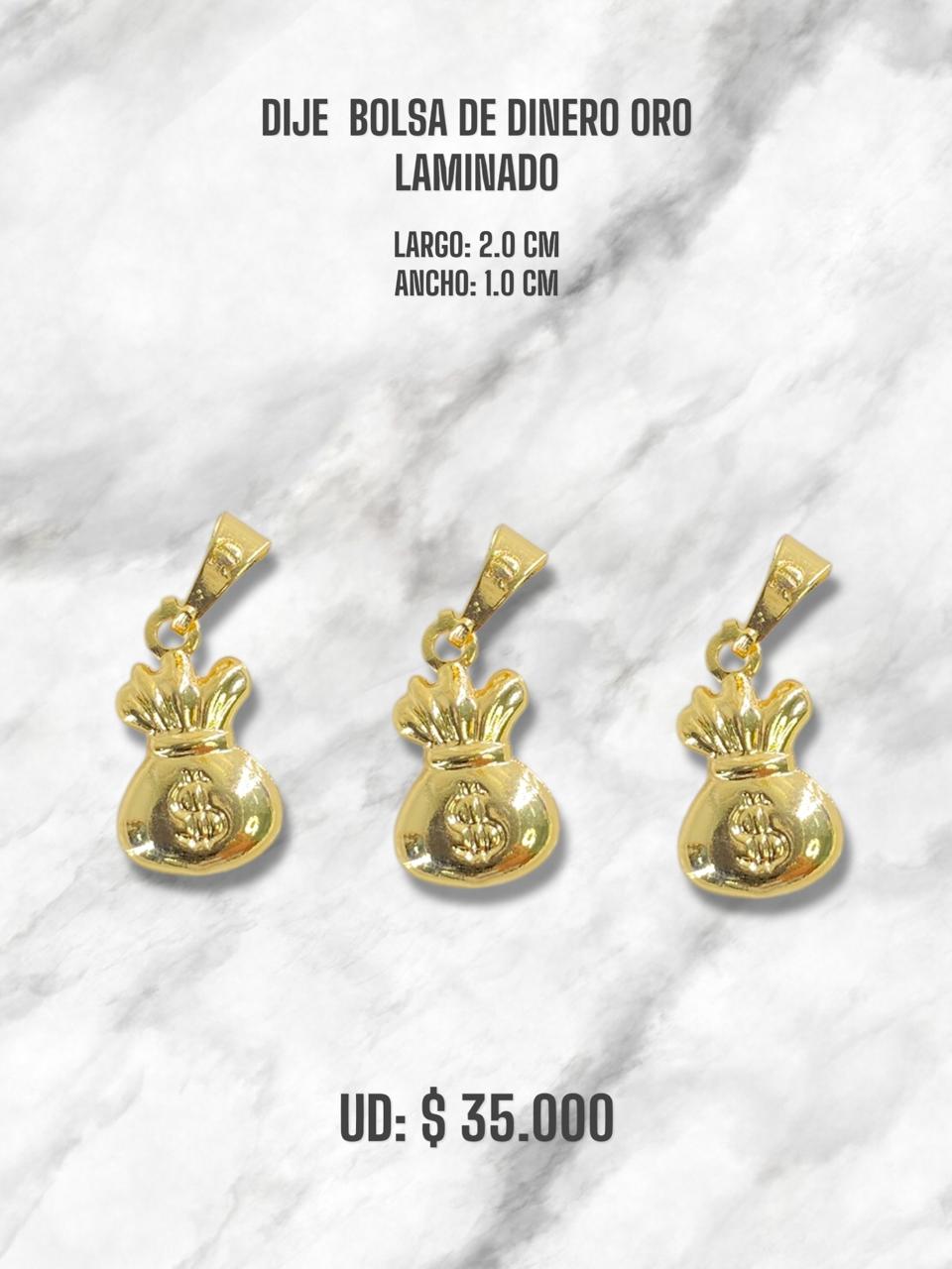 DIJE BOLSA DE DINERO ORO LAMINADO