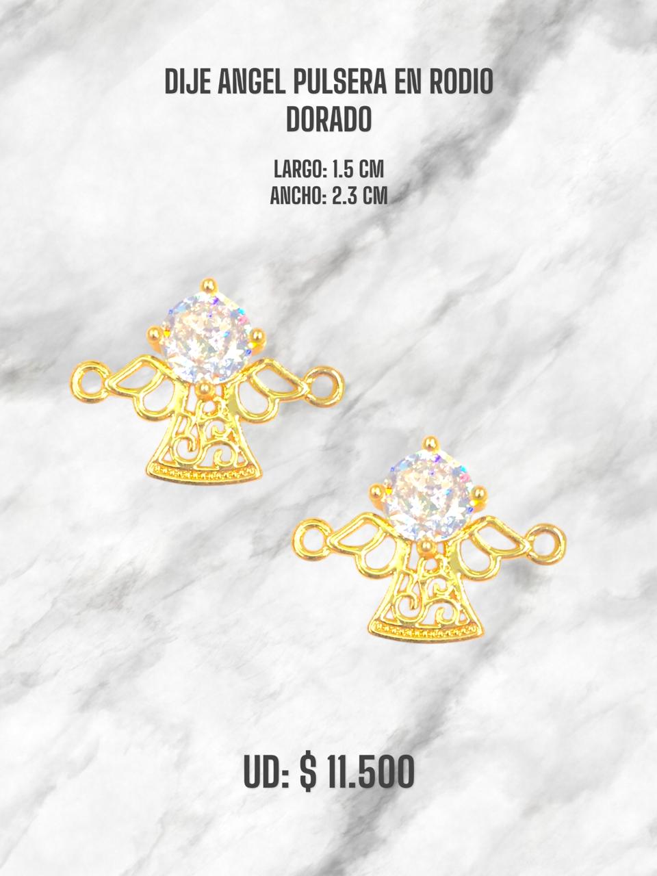 DIJE ÁNGEL PULSERA EN RODIO DORADO
