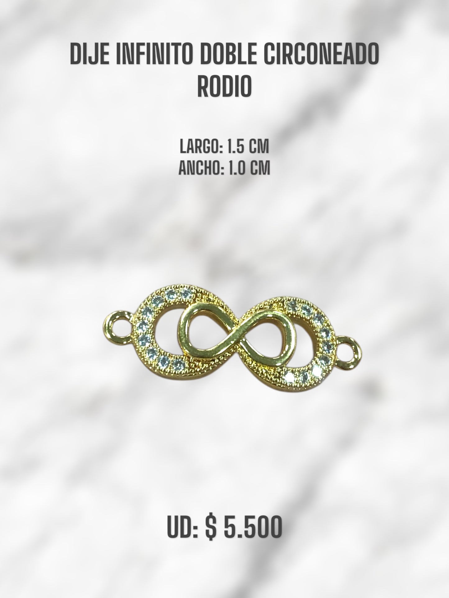 DIJE INFINITO DOBLE CIRCONEADO RODIO