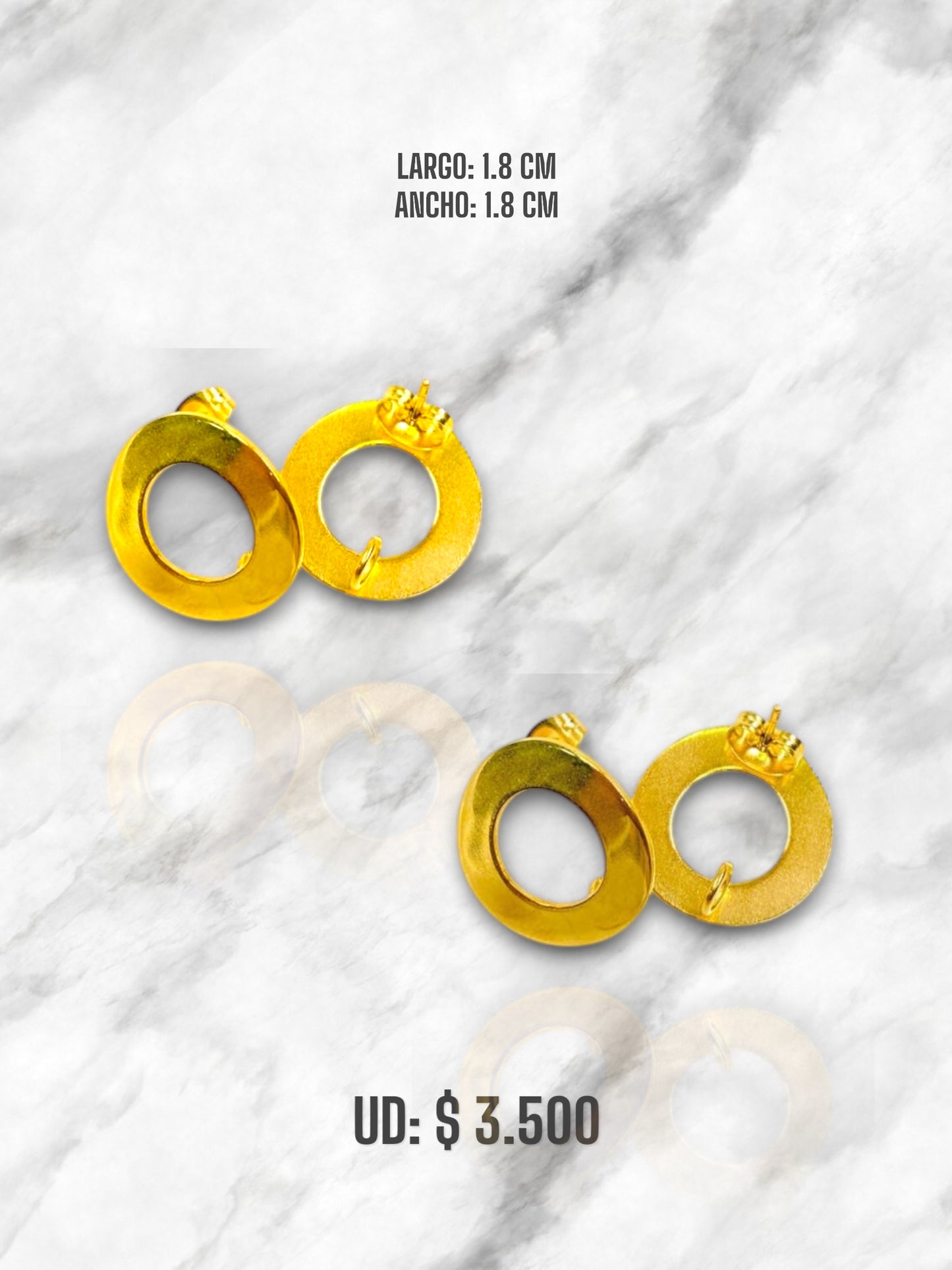 ARETE CÍRCULO RELIEVE ACERO DORADO 2.0 CM