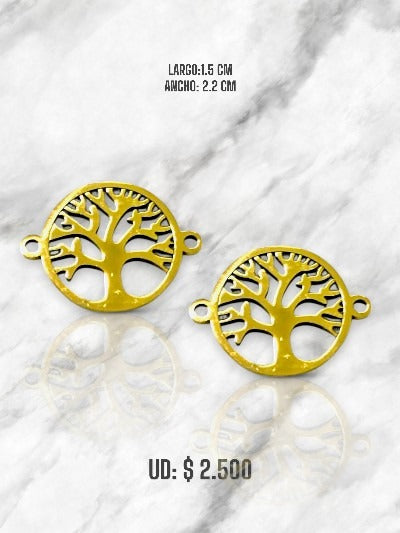 DIJE ÁRBOL VIDA PULSERA EN ACERO DORADO