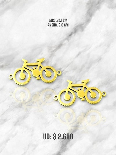 DIJE BICICLETA EN ACERO DORADO PULSERA