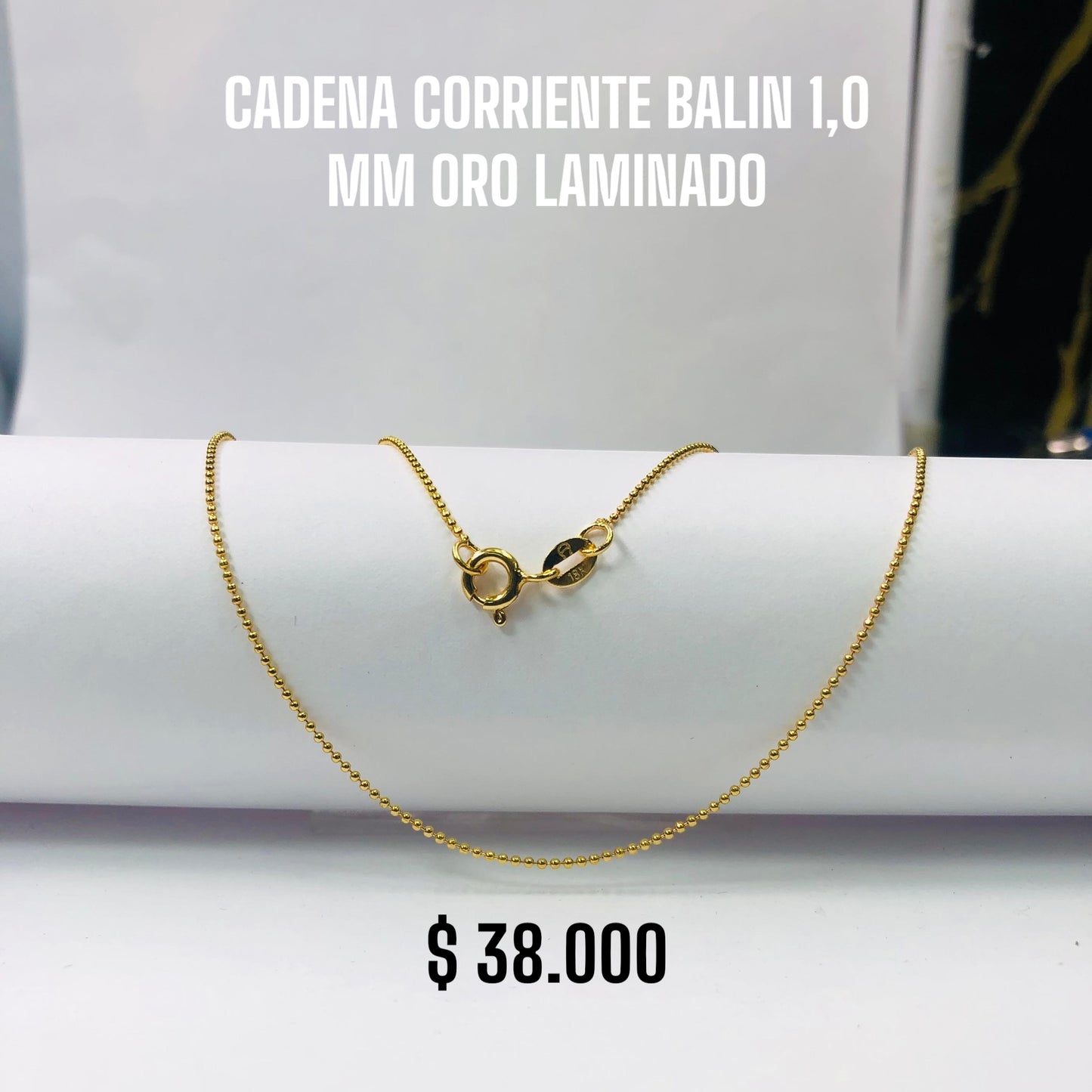 CADENA CORRIENTE BALIN 1,0MM ORO LAMINADO