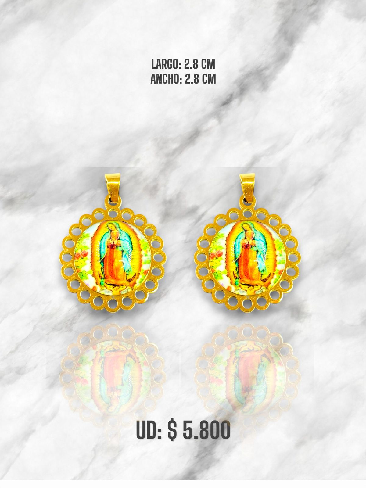 DIJE VIRGEN DE GUADALUPE COLGANTE 2.8 CM