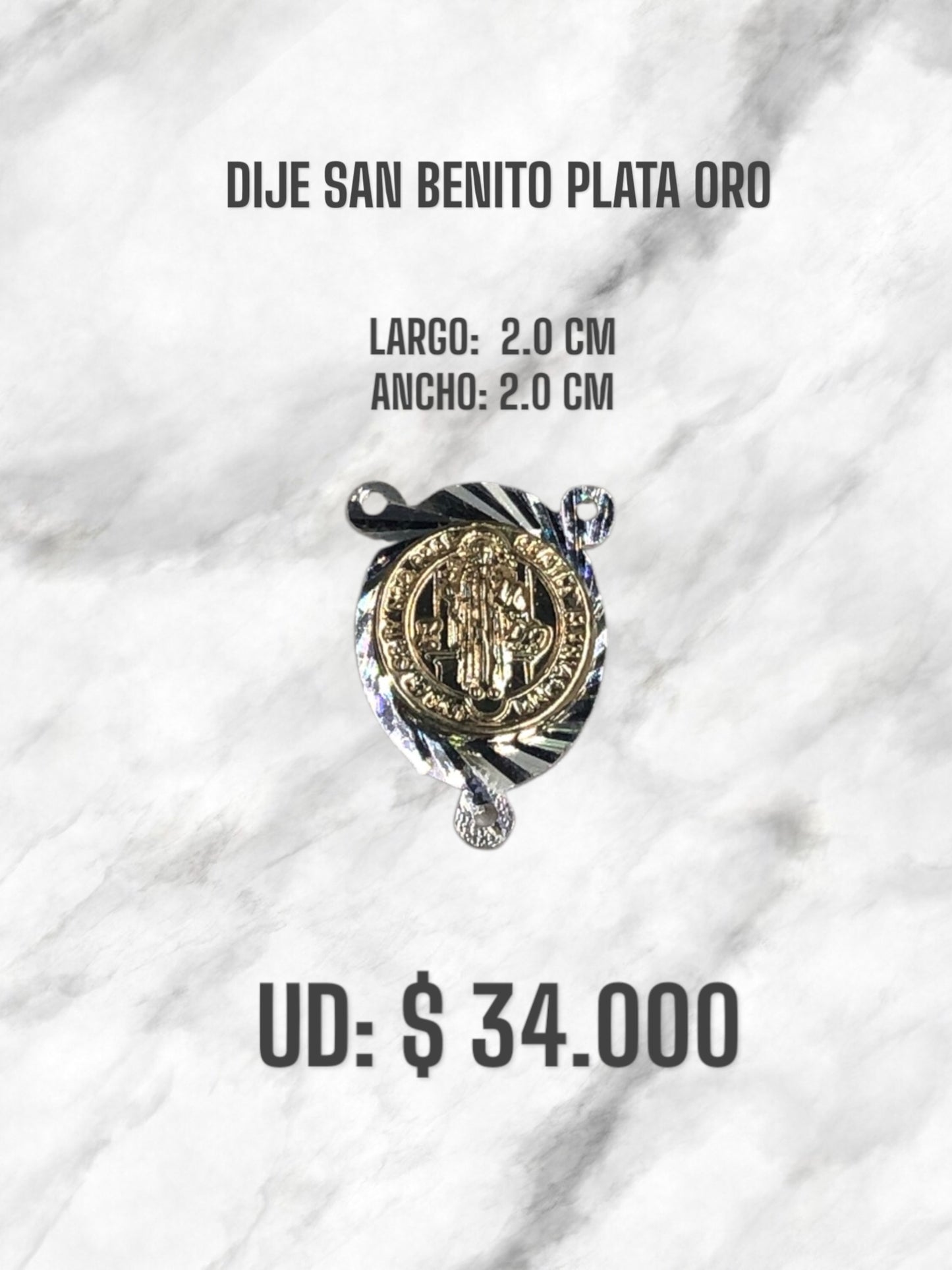 DIJE SAN BENITO PLATA ORO