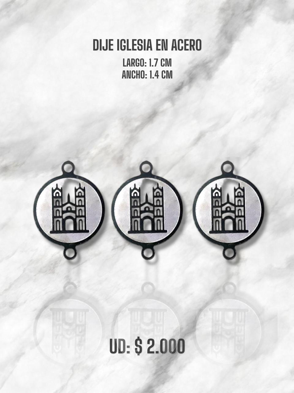 DIJE IGLESIA PULSERA EN ACERO PLATEADO
