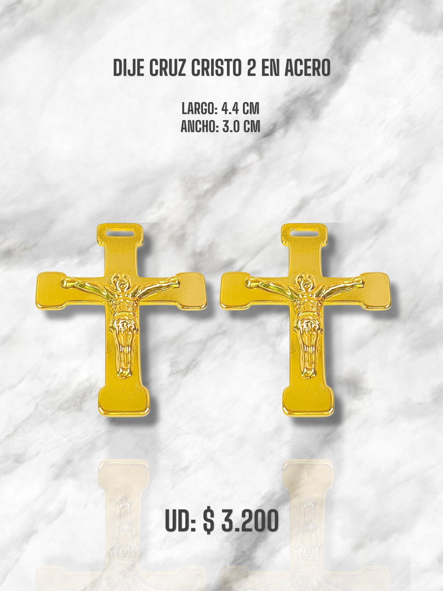 DIJE CRUZ CRISTO 2 EN ACERO DORADO