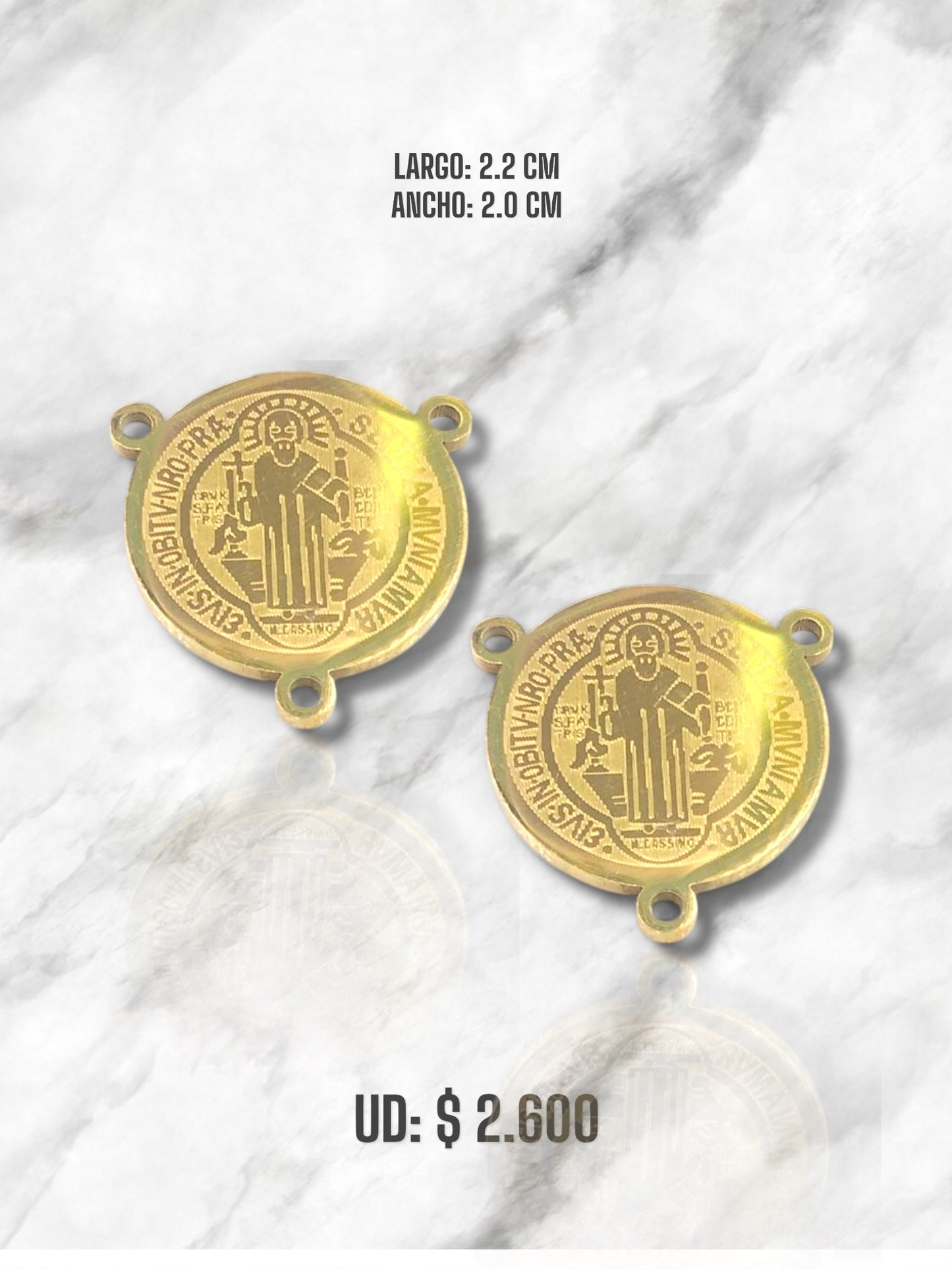 DIJE SAN BENITO ACERO DORADO