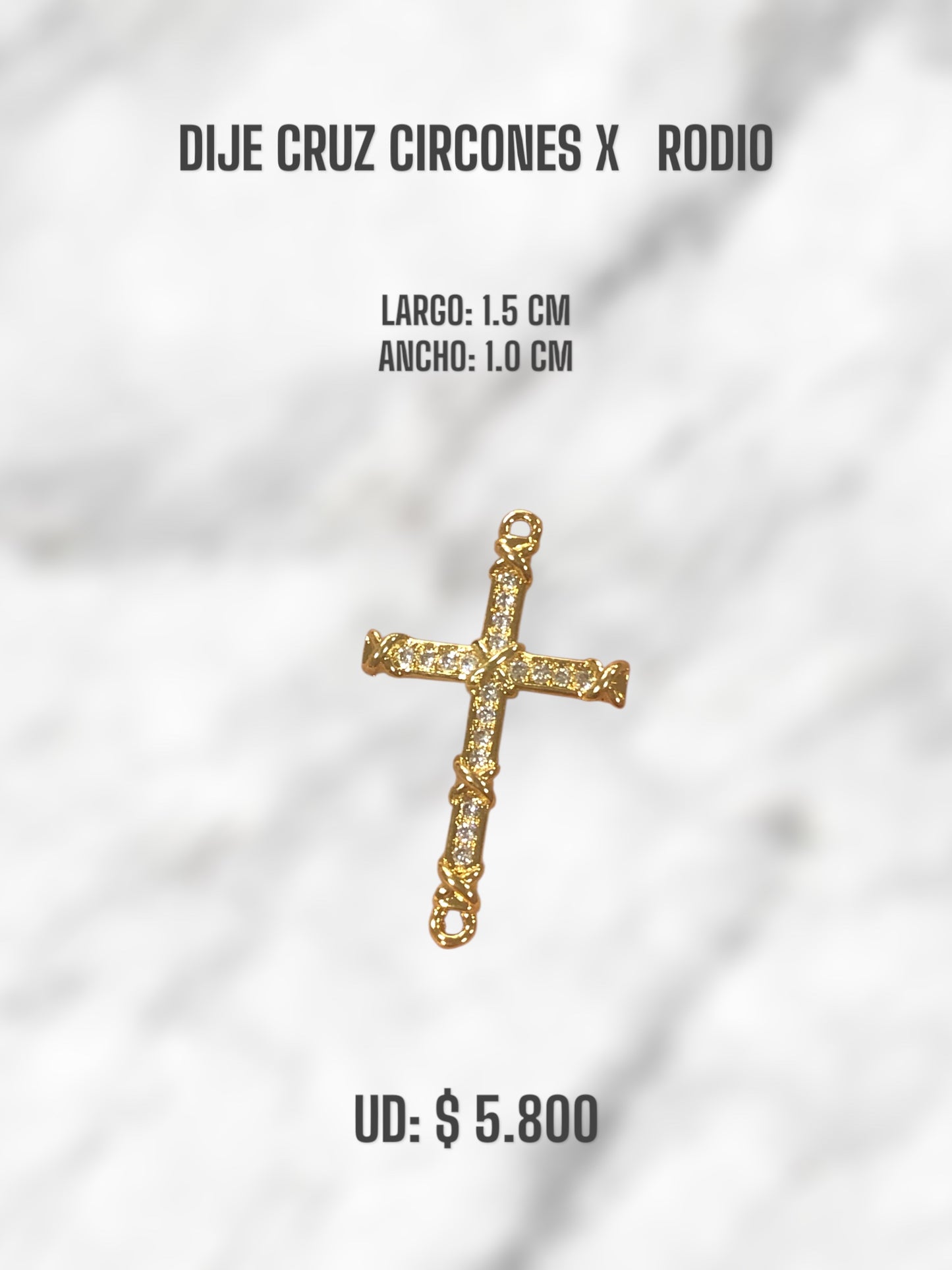 DIJE CRUZ CIRCONES X RODIO