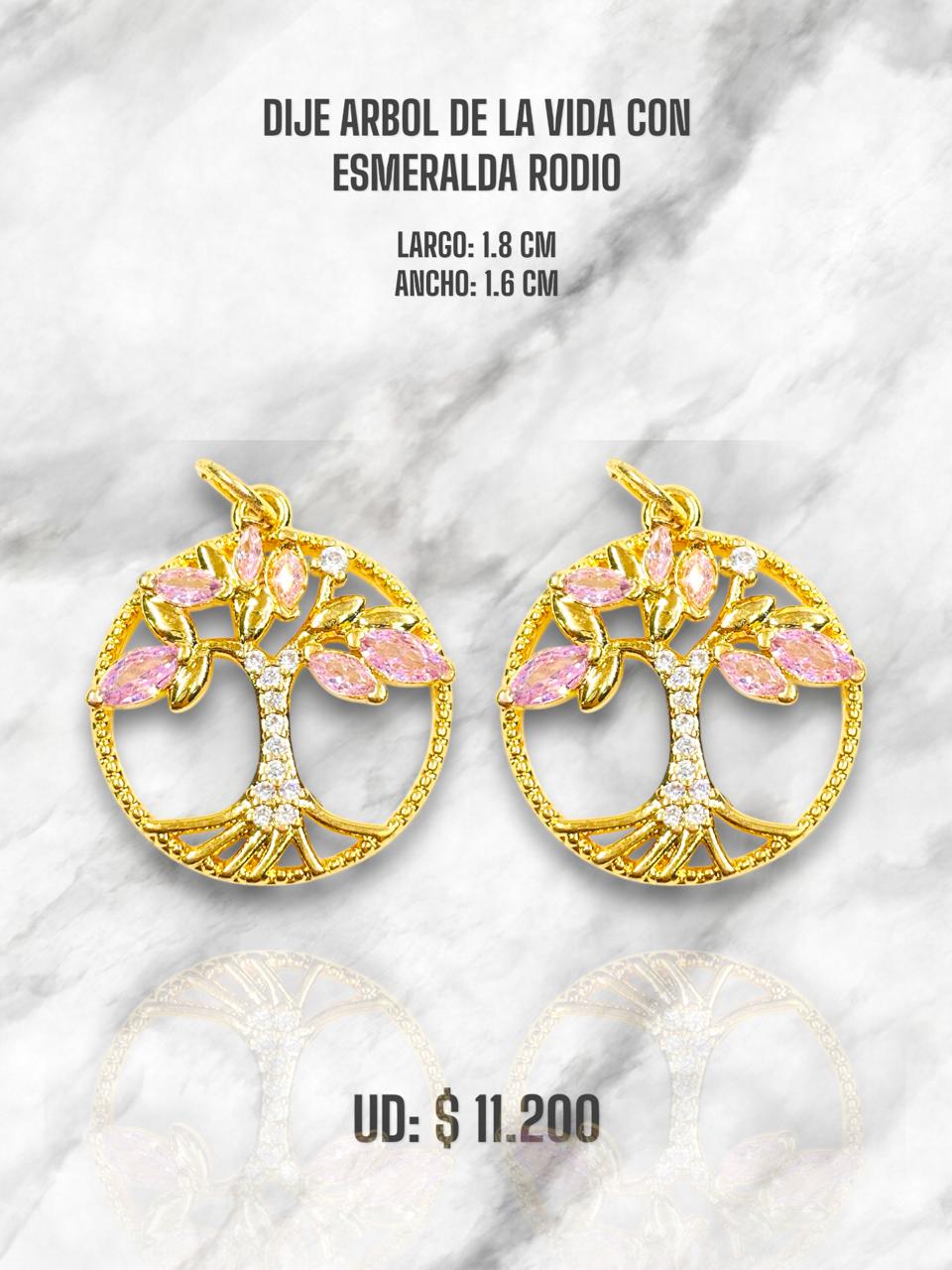 DIJE ÁRBOL DE VIDA CON ESMERALDA
