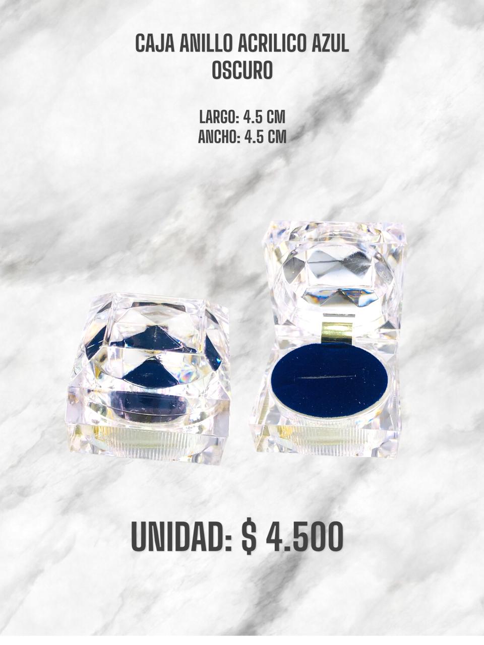 CAJA DE ANILLO ACRÍLICO NEGRA,ROJA Y AZUL OSCURO
