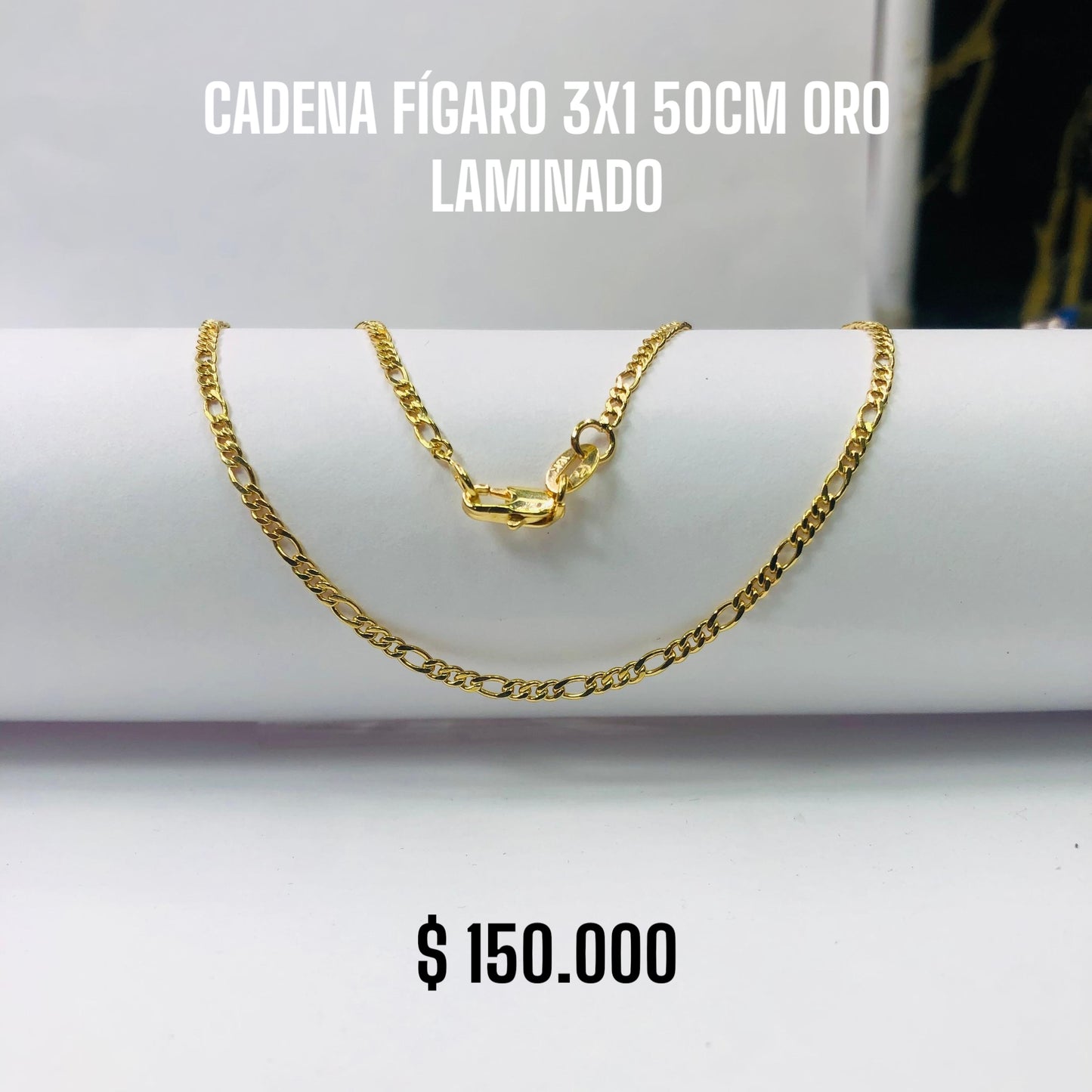 CADENA FÍGARO 3X1 50CM ORO LAMINADO