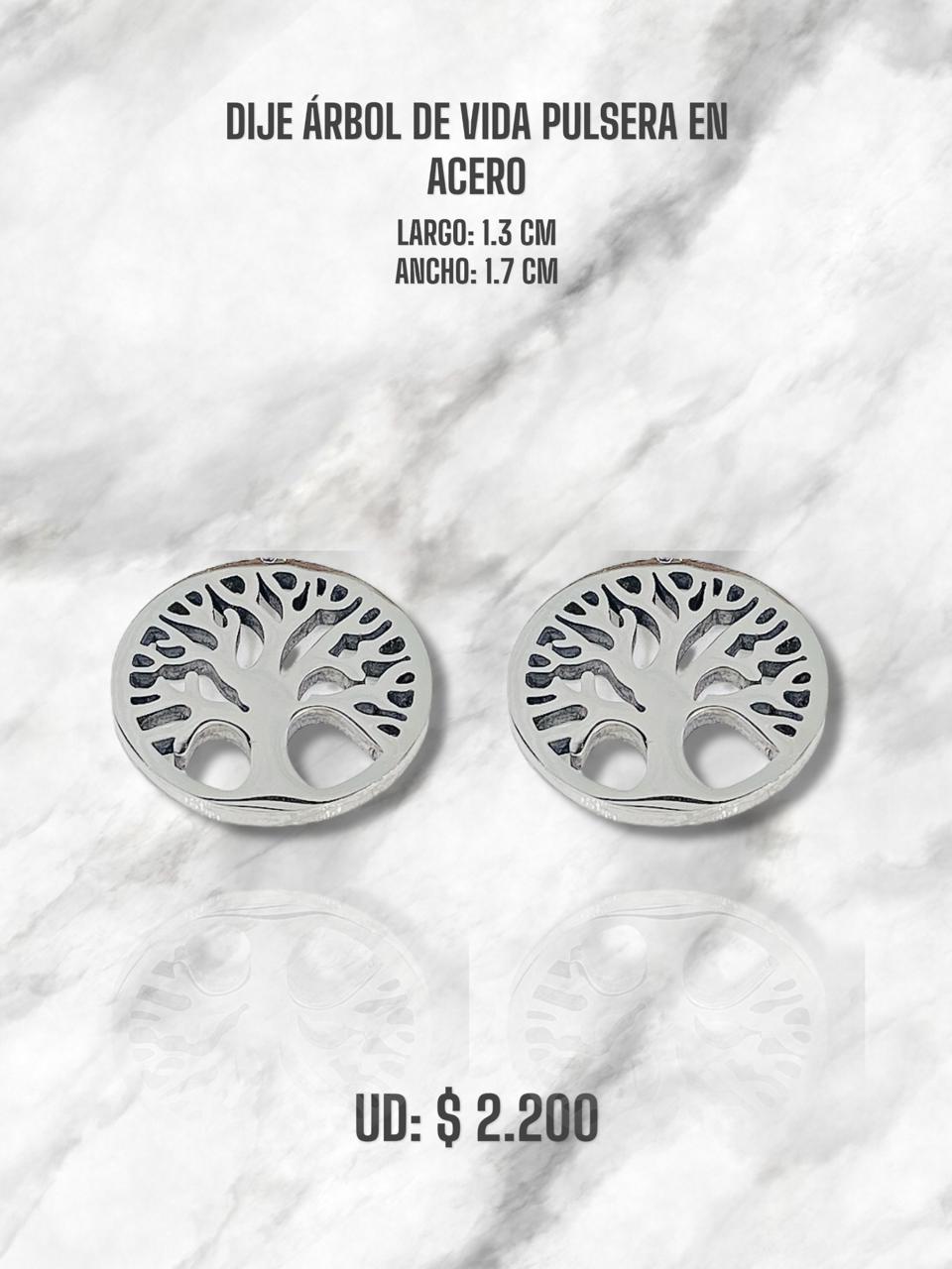 DIJE ÁRBOL DE VIDA PULSERA ACERO PLATEADO