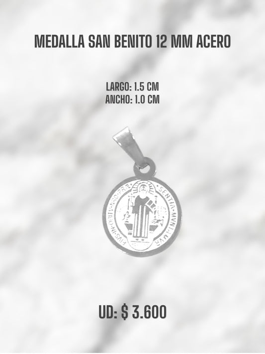 ACERO MEDALLA SAN BENITO 12 MM PLATEADO