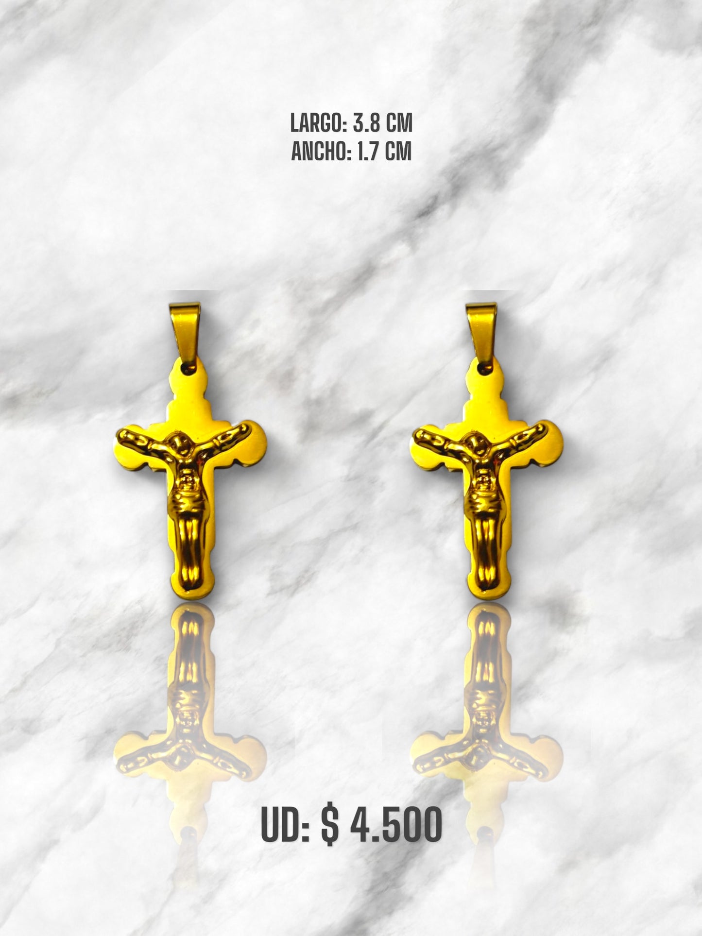 DIJE CRUZ CON CRISTO 1 EN ACERO DORADO