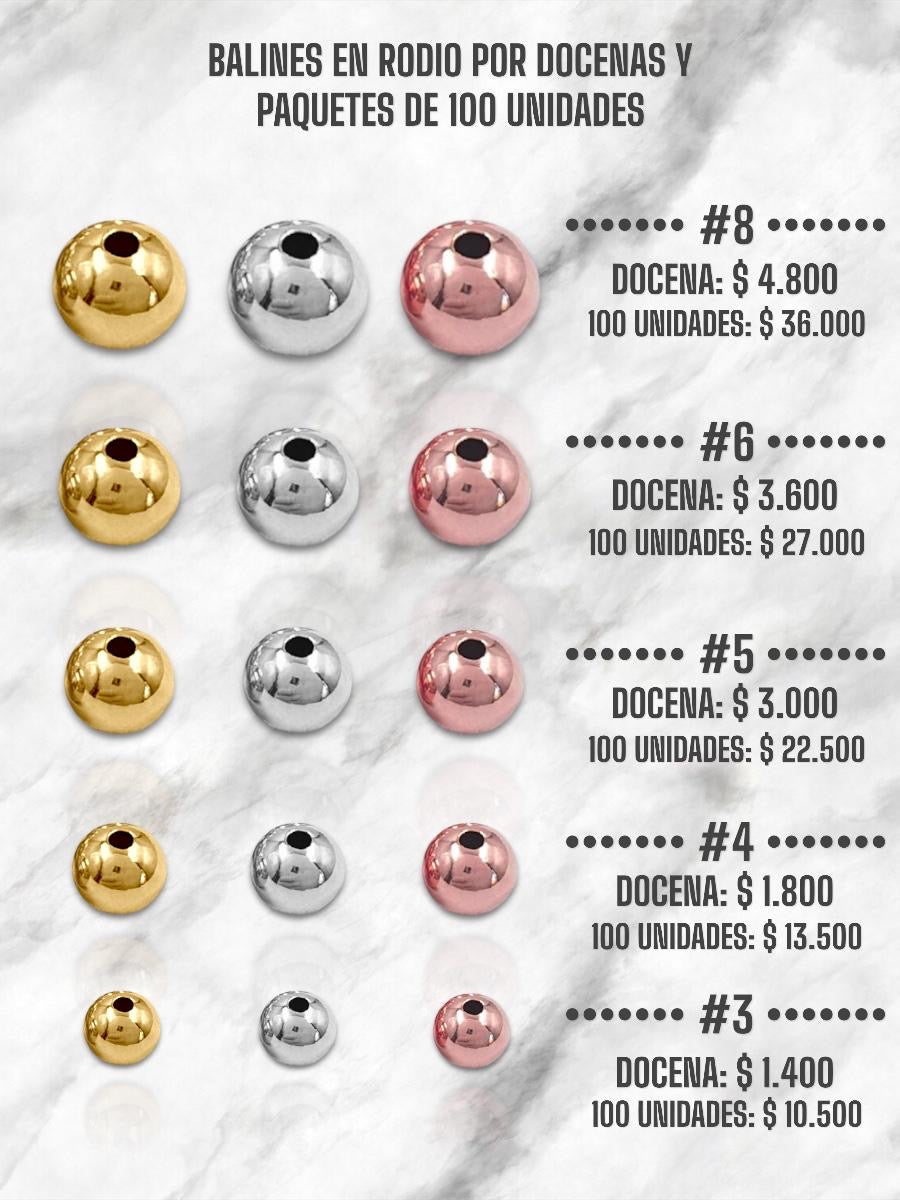 BALÍN RODIO DORADO LISO #3