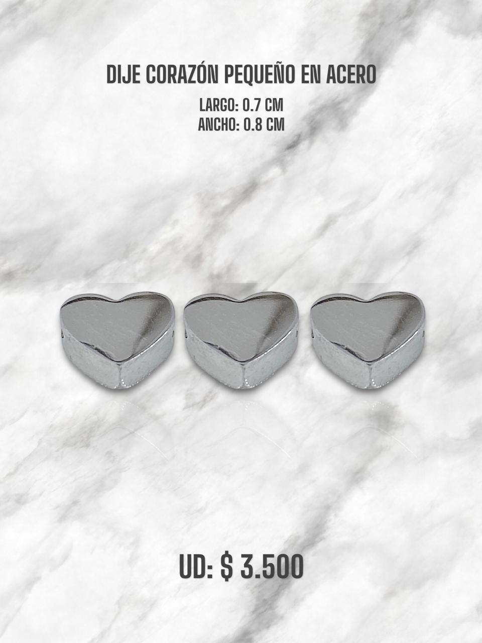 DIJE CORAZÓN PEQUEÑO ACERO PLATEADO