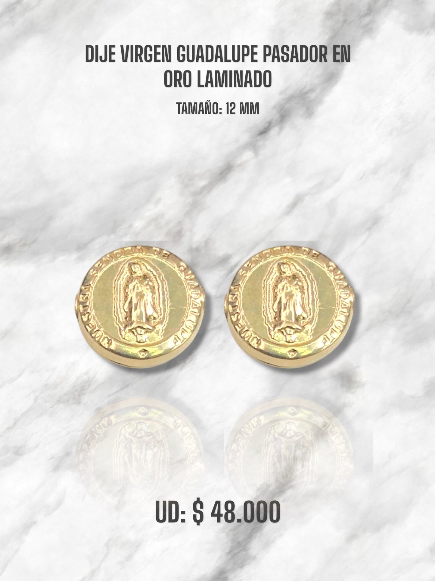 DIJE VIRGEN GUADALUPE 12MM EN ORO LAMINADO