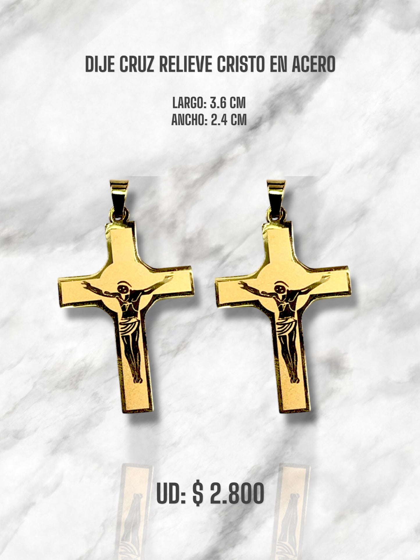 DIJE CRUZ RELIEVE CRISTO EN ACERO