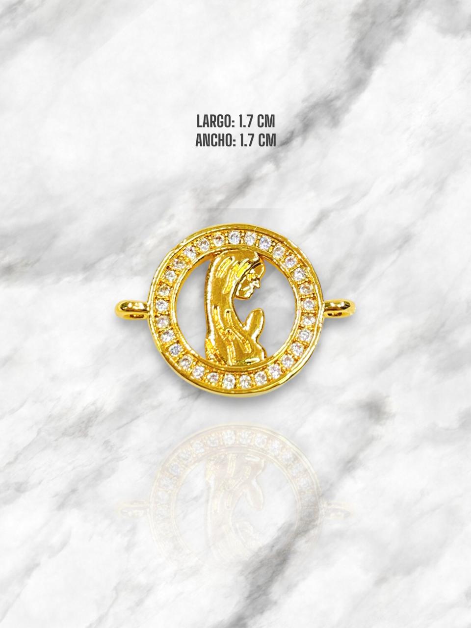 DIJE VIRGEN CIRCONES RODIO DORADO