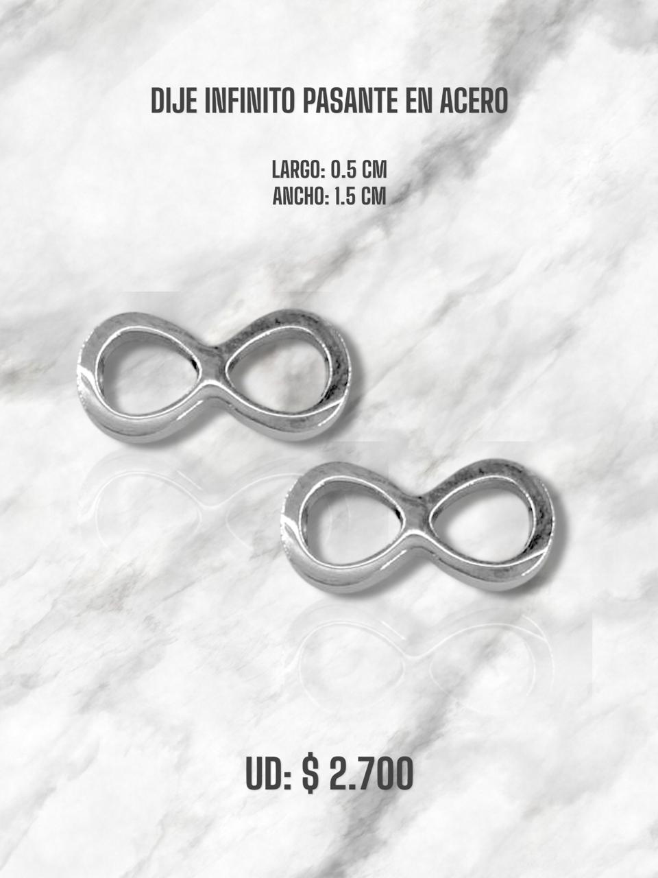 DIJE INFINITO PASANTE EN ACERO PLATEADO