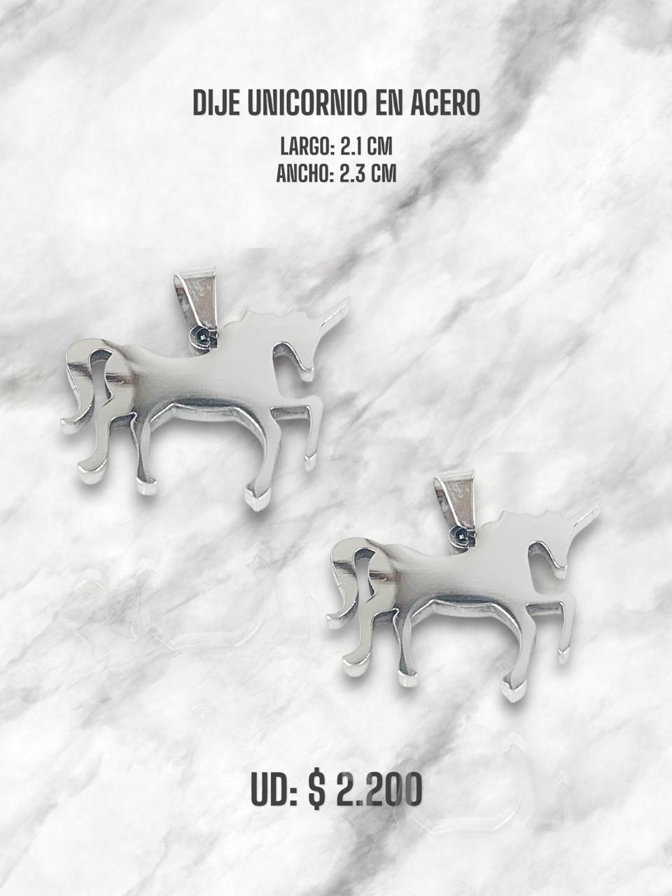 DIJE UNICORNIO COLGANTE ACERO PLATEADO