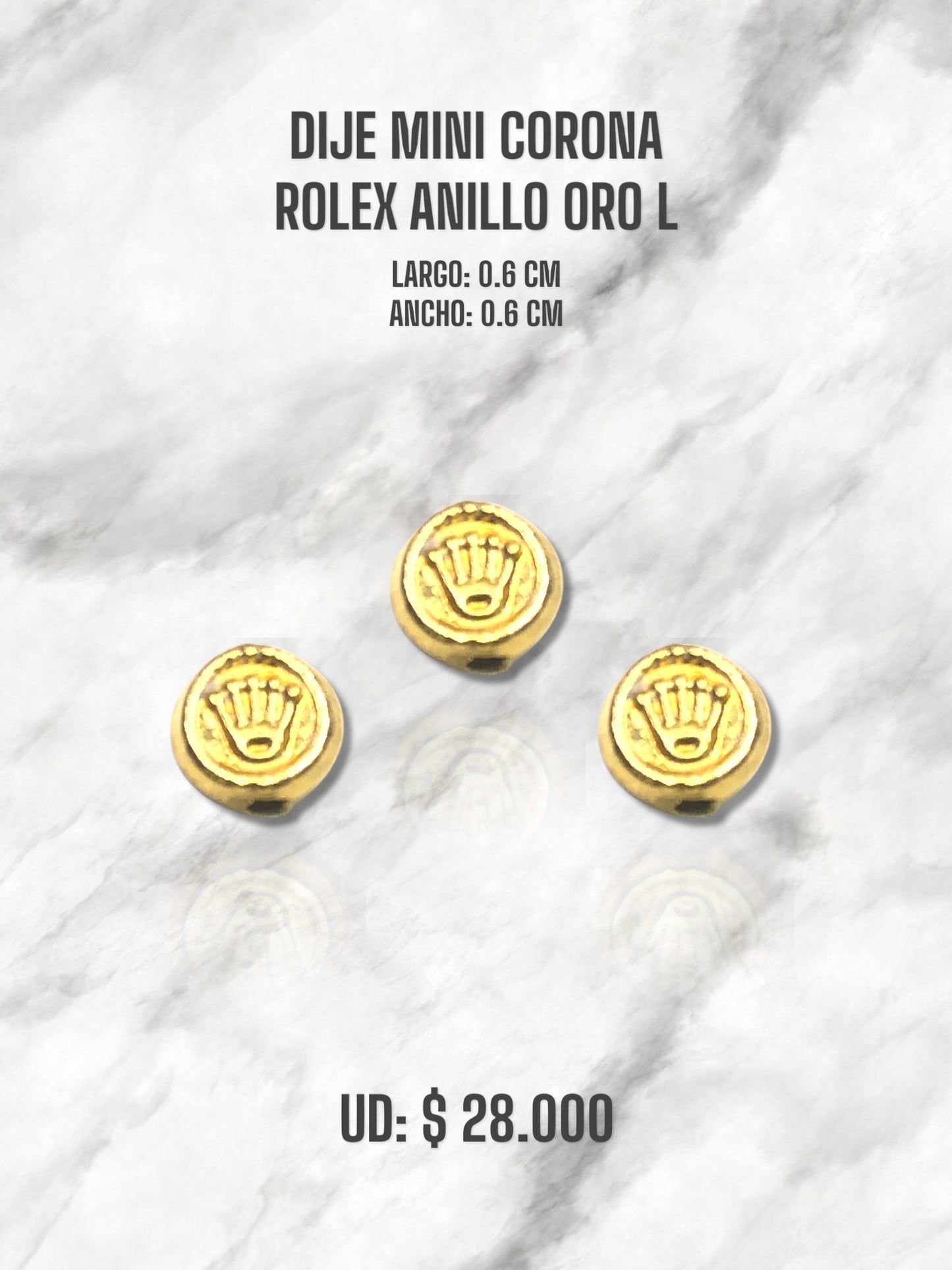 DIJE MINI CORONA ROLEX ANILLO ORO LAMINADO