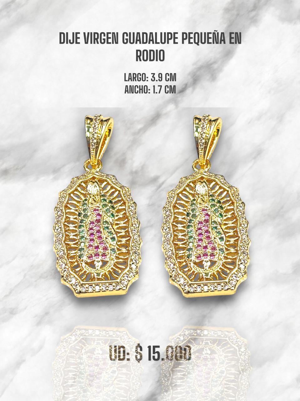 DIJE VIRGEN DE GUADALUPE PEQUEÑA EN RODIO