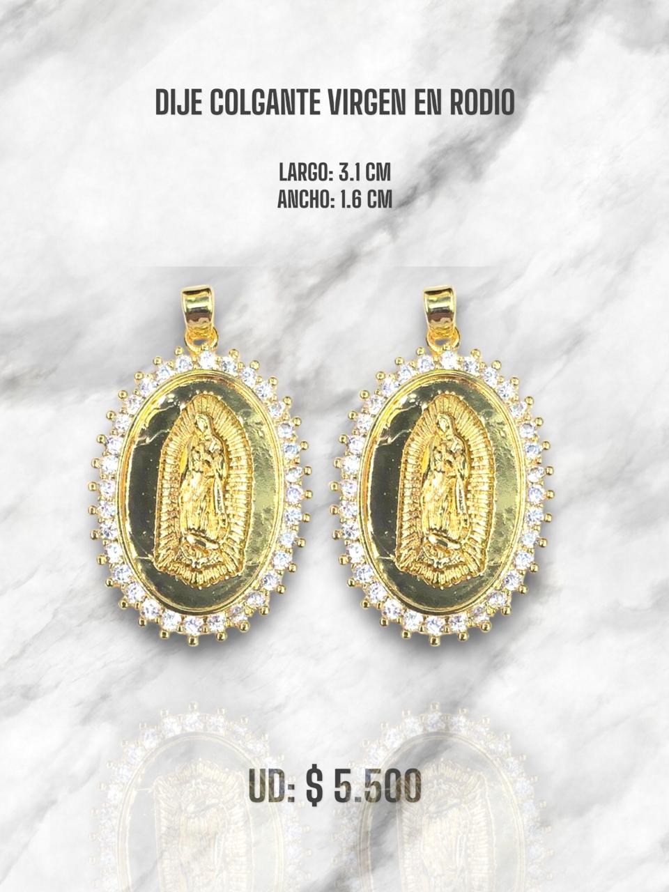 DIJE VIRGEN DE GUADALUPE COLGANTE EN RODIO