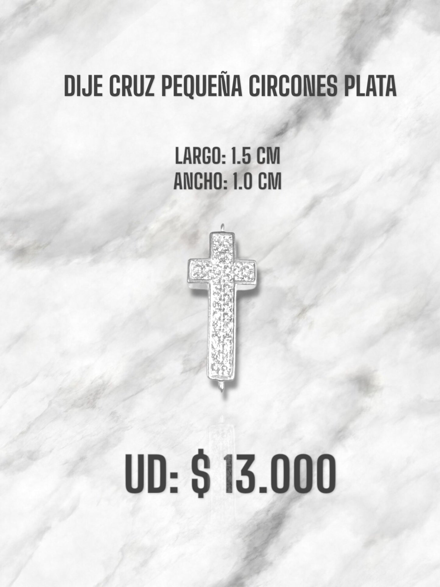 DIJE CRUZ PEQUEÑA CIRCONES PLATA