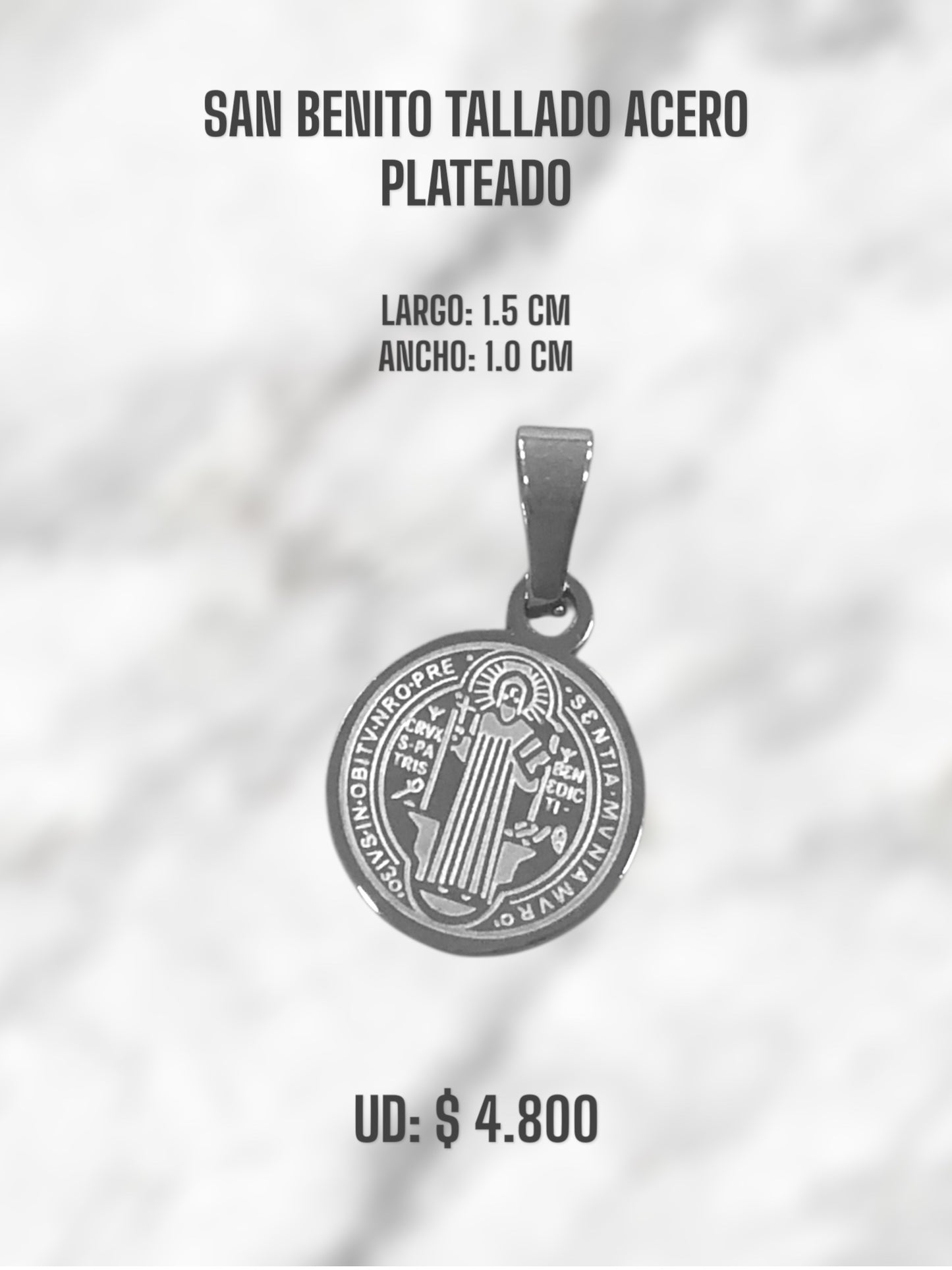 SAN BENITO TALLADO ACERO PLATEADO