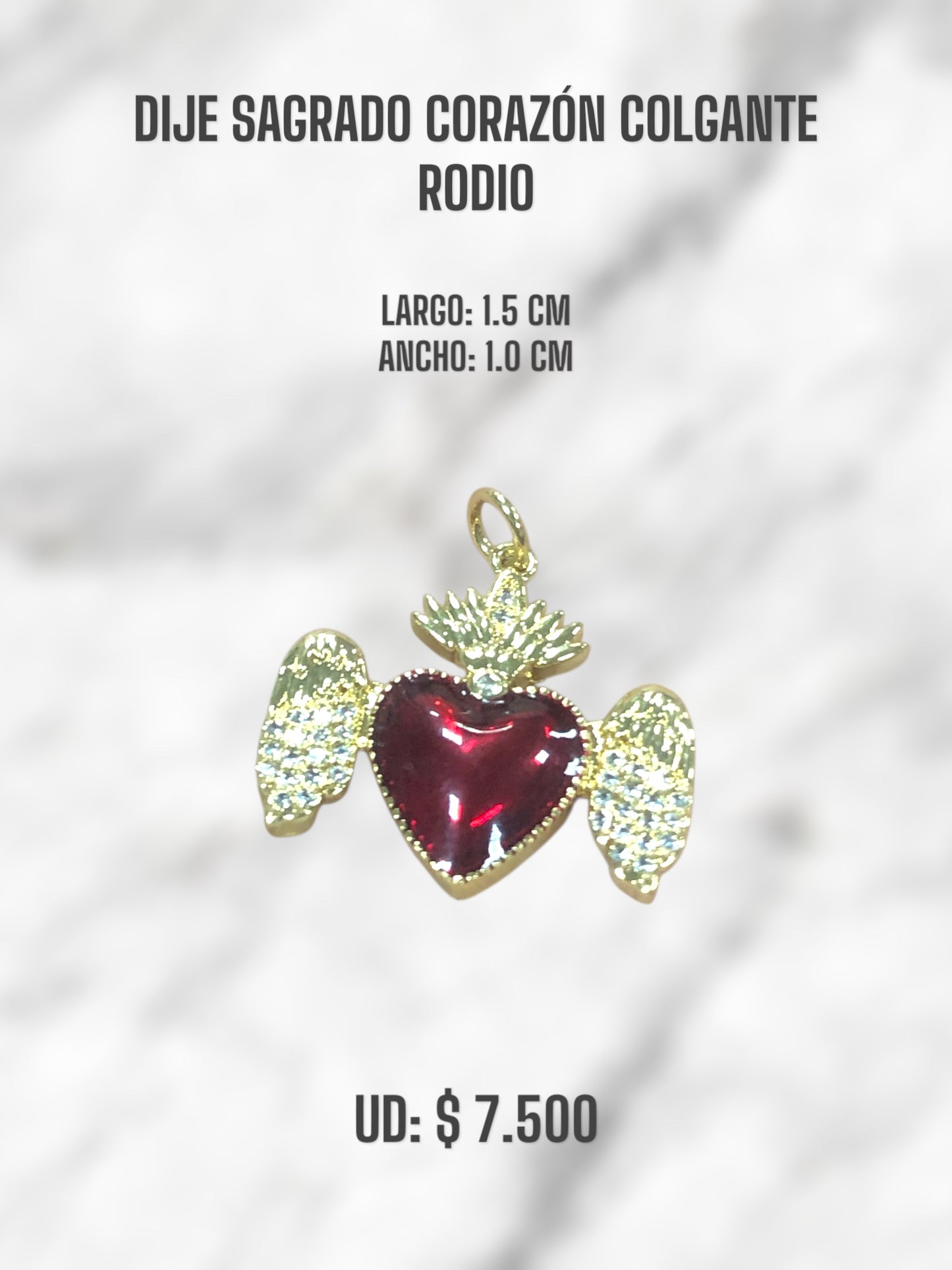 DIJE SAGRADO CORAZÓN COLGANTE RODIO