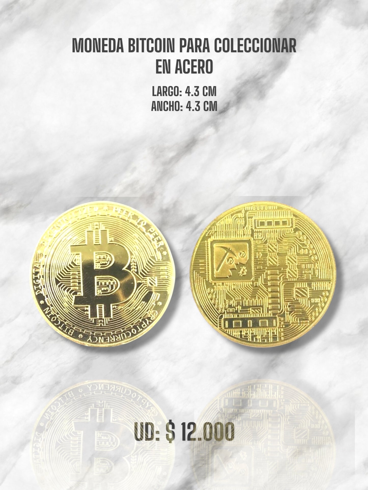 MONEDA BITCOIN PARA COLECCIÓN EN ACERO