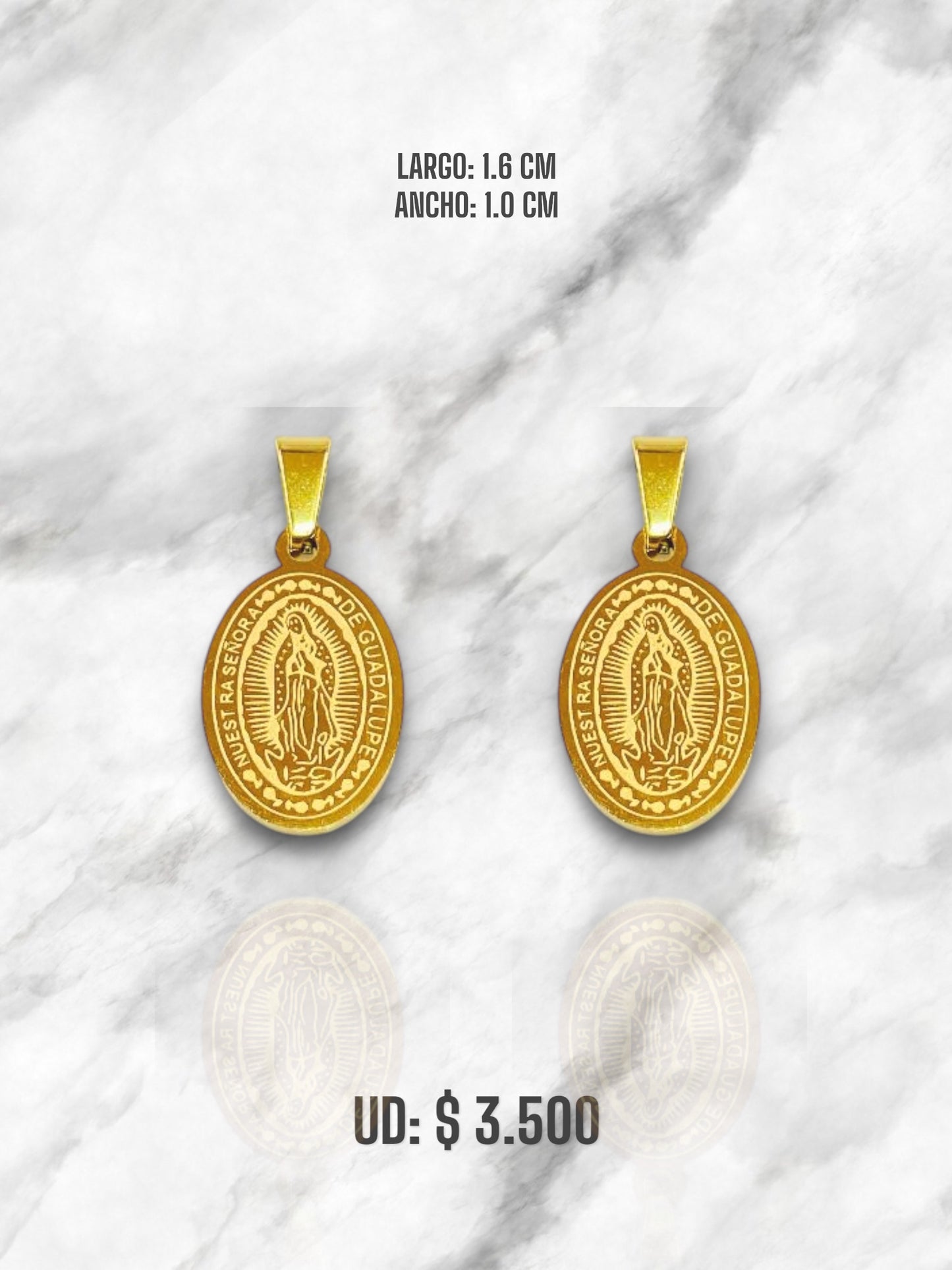 DIJE VIRGEN GUADALUPE PEQUEÑA TALLADA DORADO