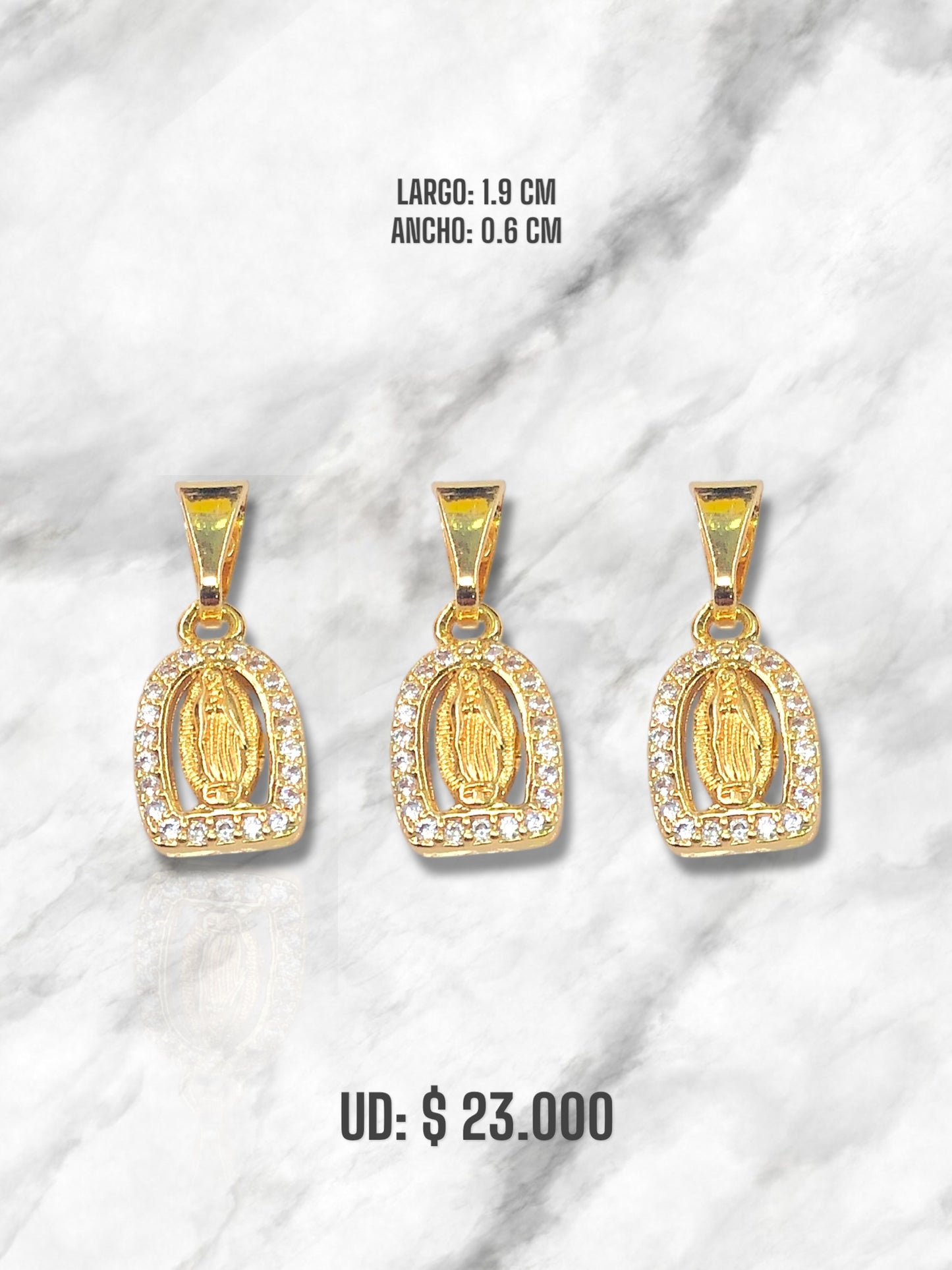 DIJE GUADALUPE BORDE CRISTAL ORO LAMINADO