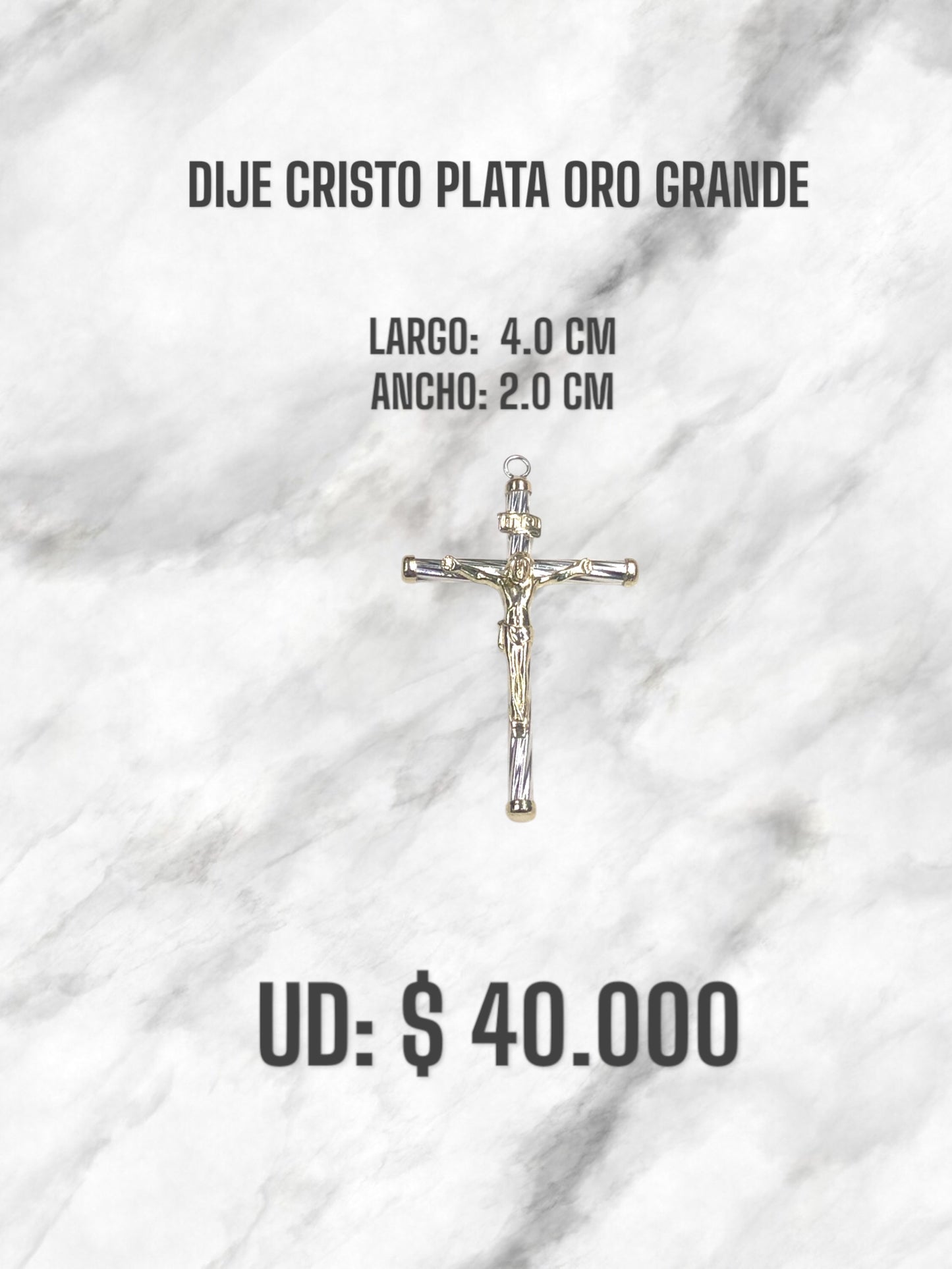DIJE CRISTO PLATA ORO GRANDE