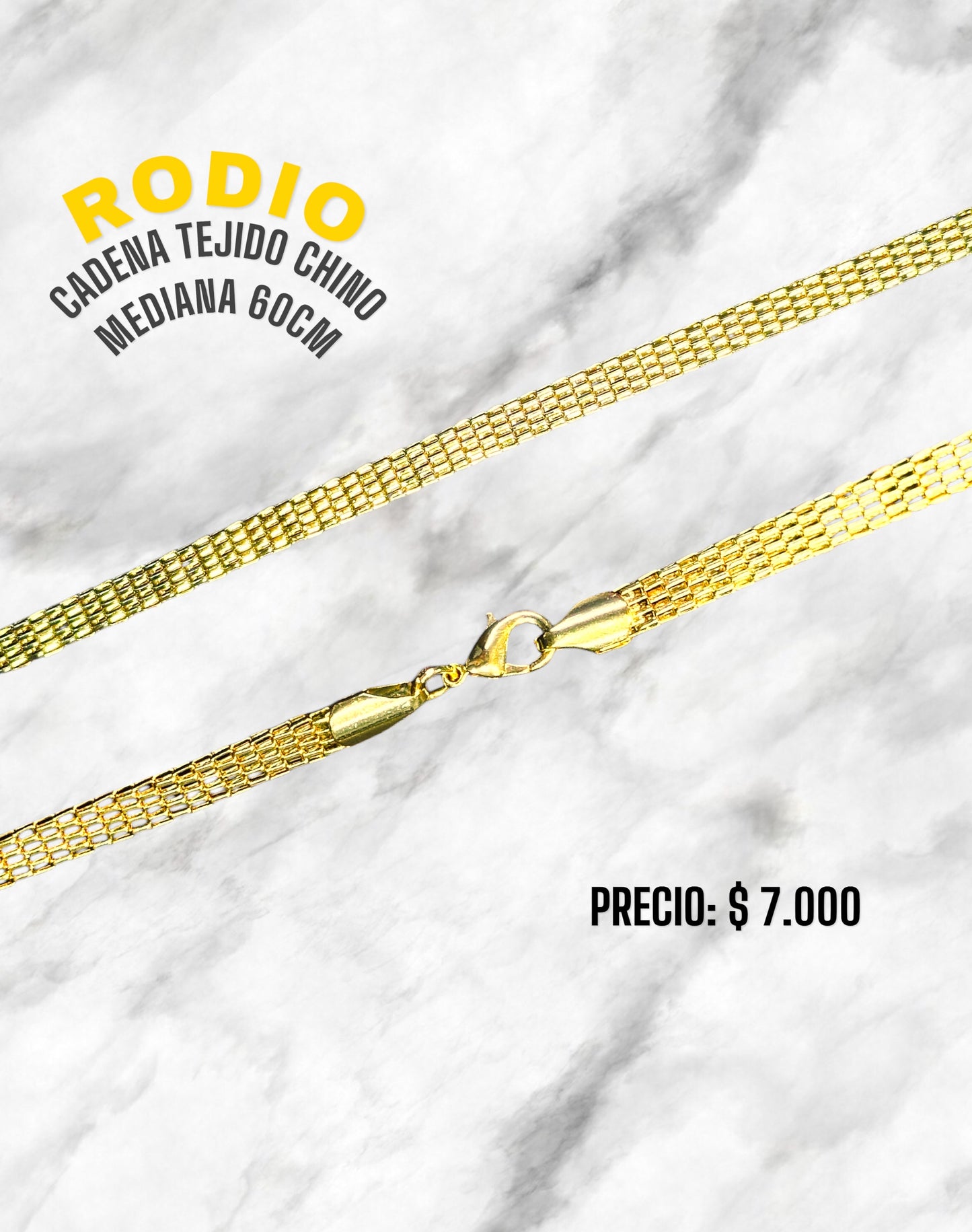 CADENA TEJIDO CHINO MEDIANA 60CM RODIO
