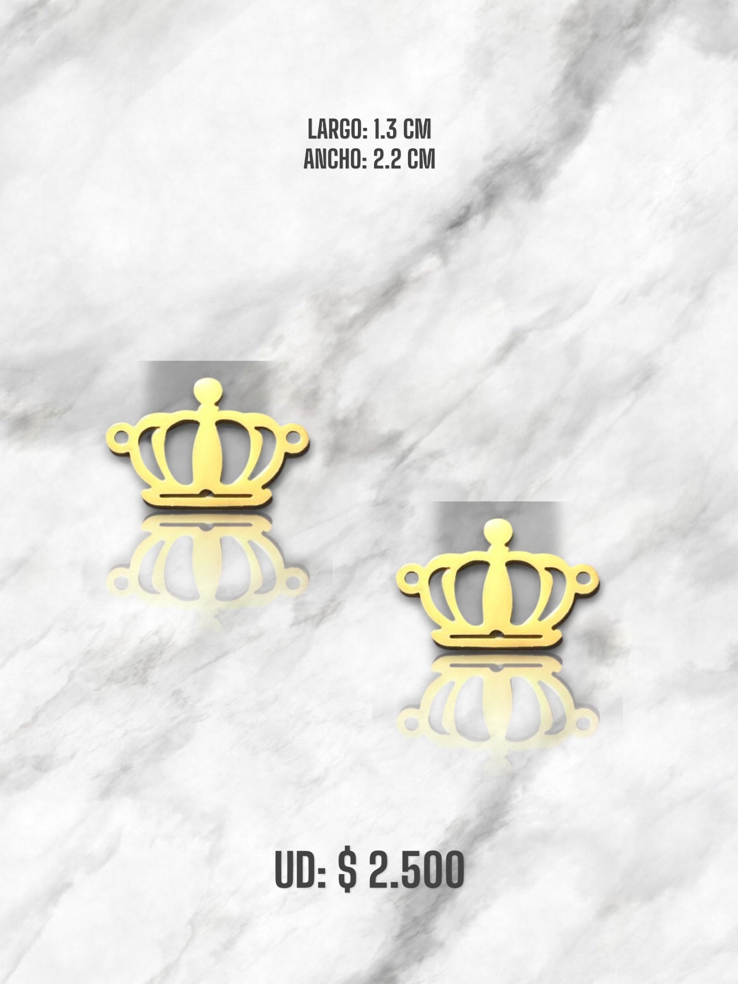 DIJE CORONA PULSERA EN ACERO DORADO