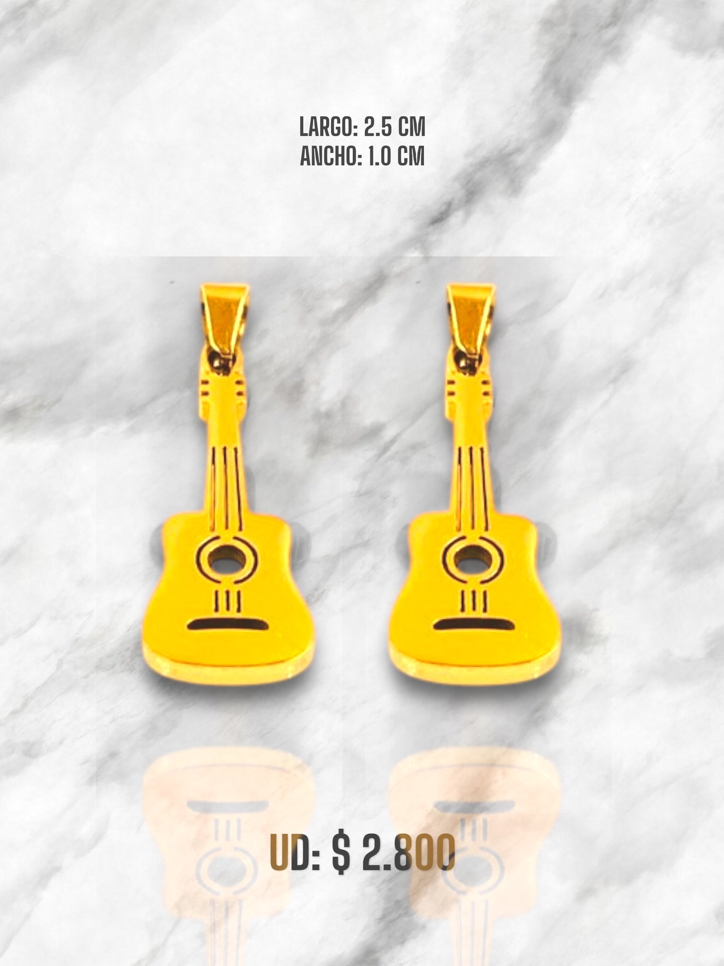 DIJE GUITARRA EN ACERO DORADO