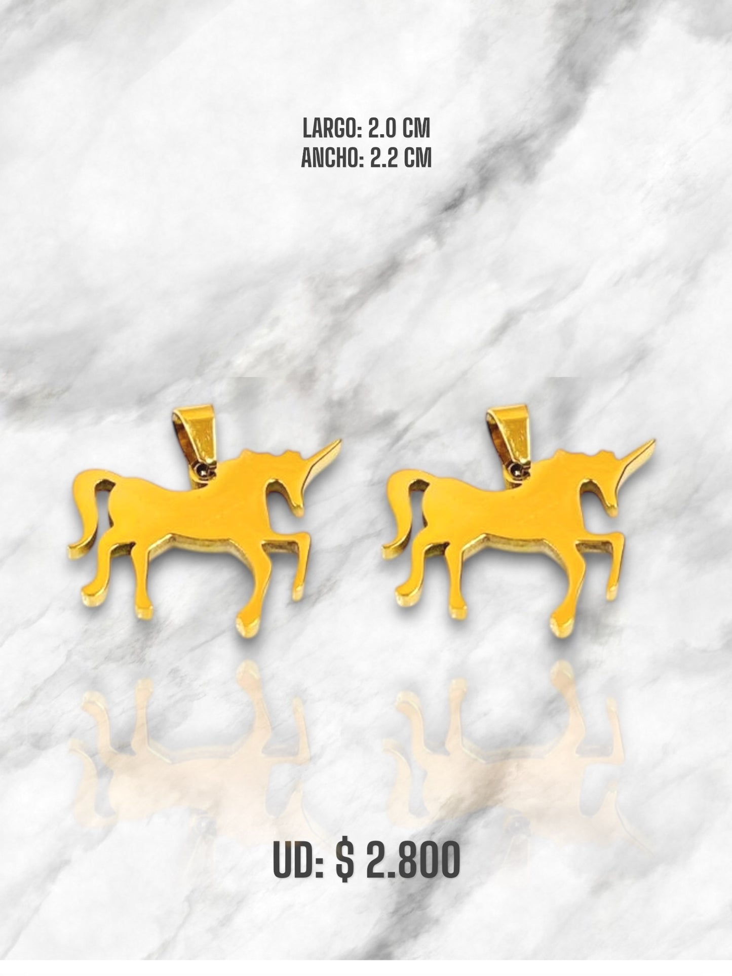 DIJE UNICORNIO EN ACERO DORADO