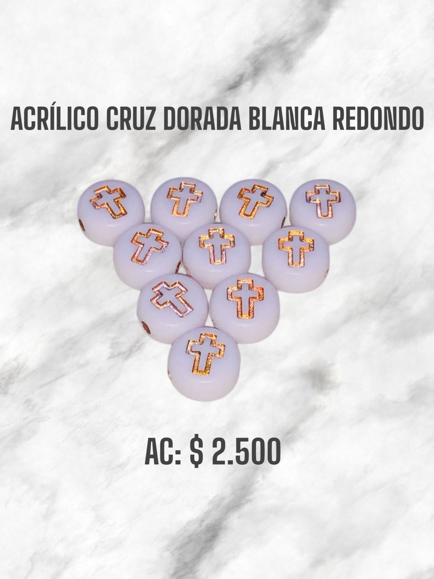 ACRÍLICO CRUZ DORADA-BLANCA REDONDO