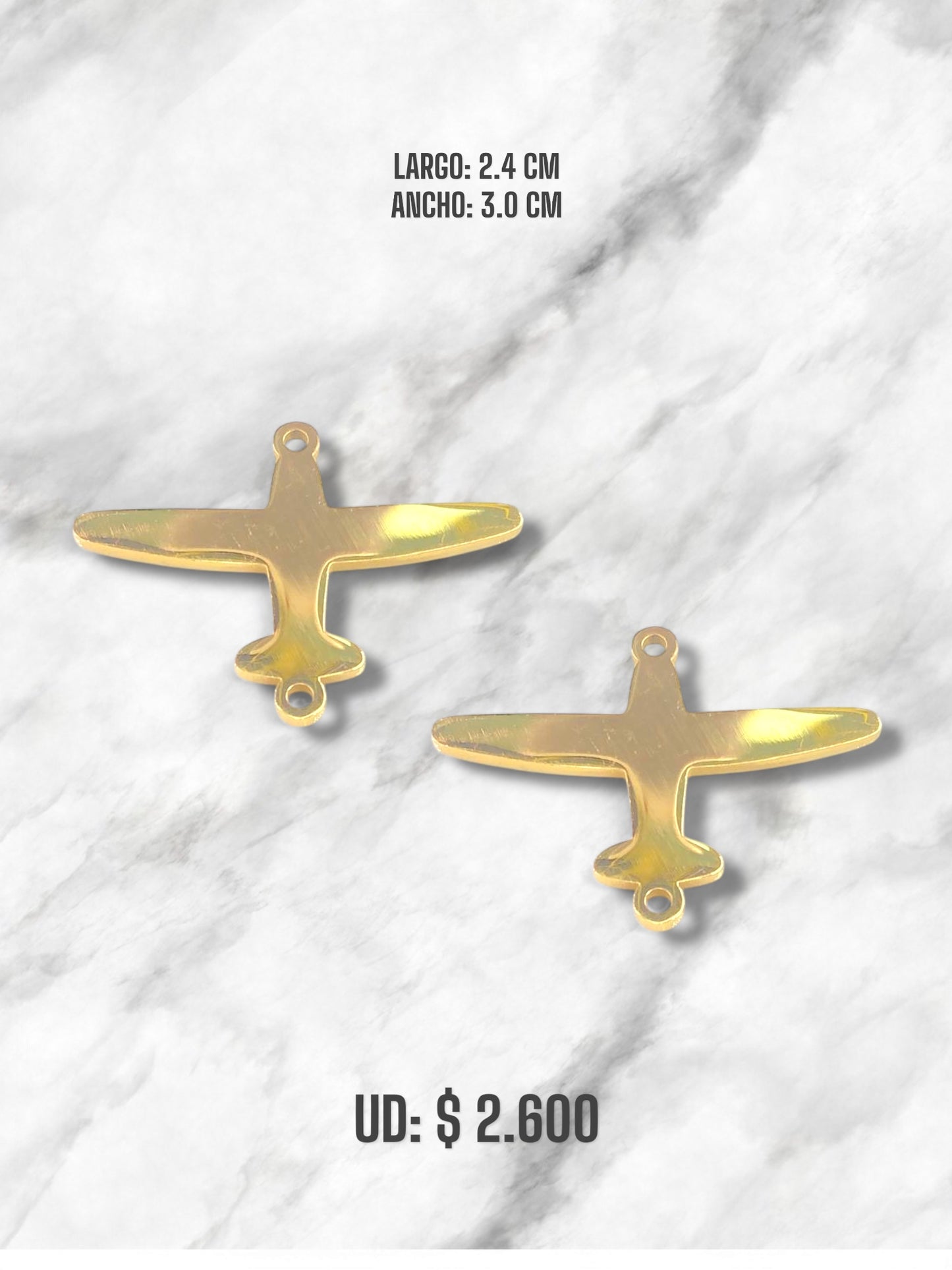 DIJE AVIÓN PULSERA EN ACERO DORADO