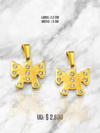 DIJE MARIPOSA CON MINI CRISTALES EN ACERO DORADO