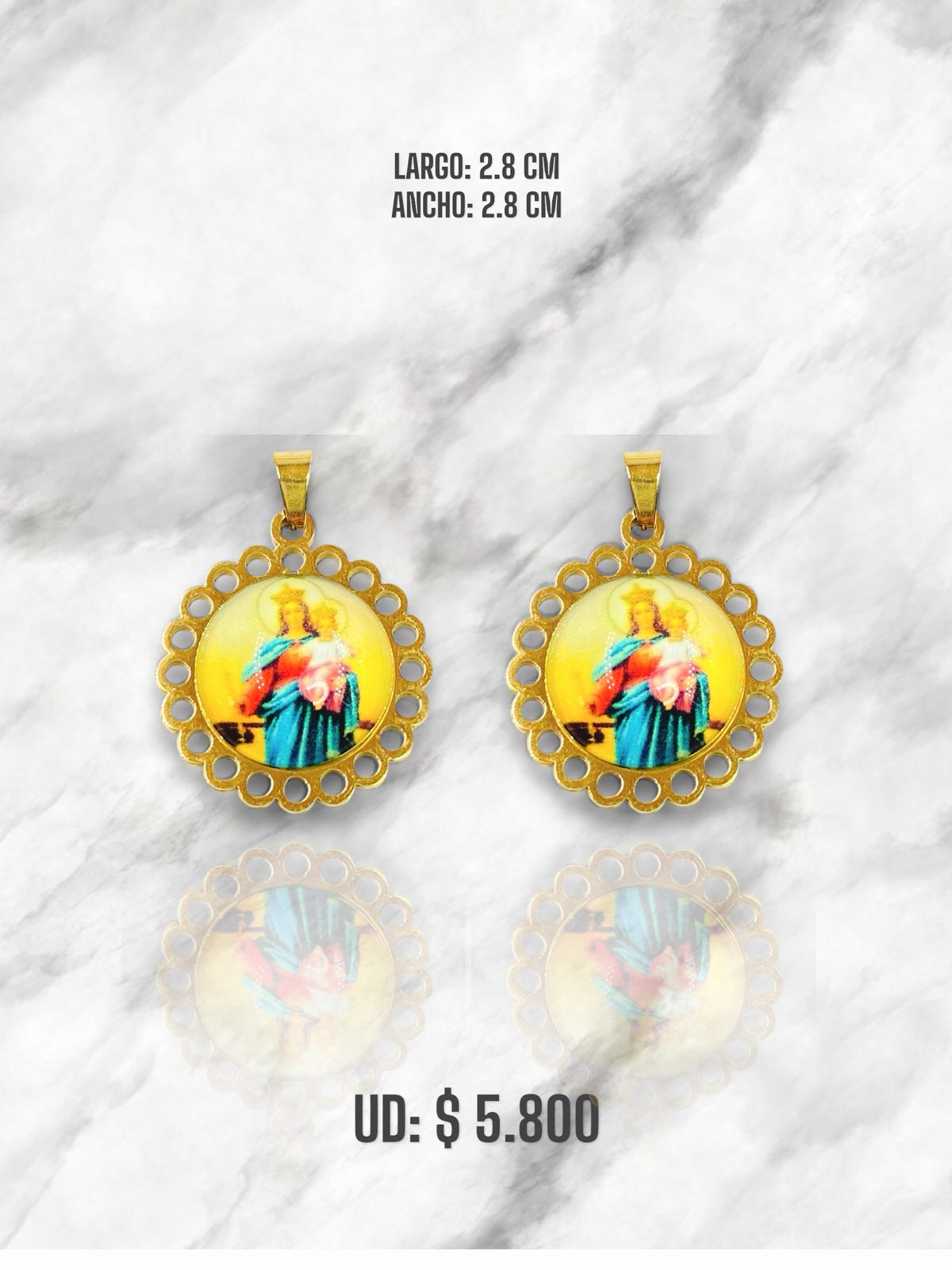 DIJE VIRGEN DEL PERPETUO SOCORRO COLGANTE 2.8 CM