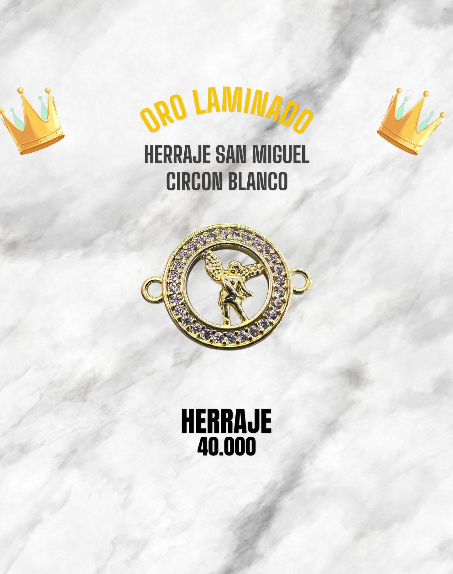 HERRAJE SAN MIGUEL CIRCÓN BLANCO PULSO ORO LAMINADO