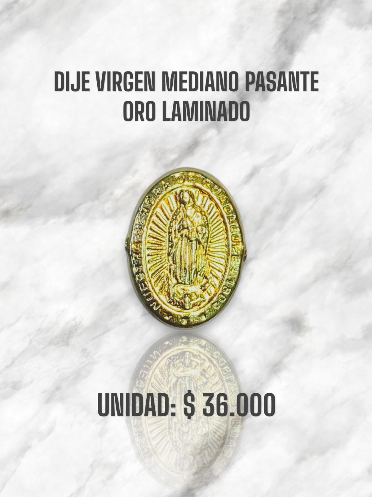 DIJE VIRGEN MEDIANA PASANTE ORO LAMINADO