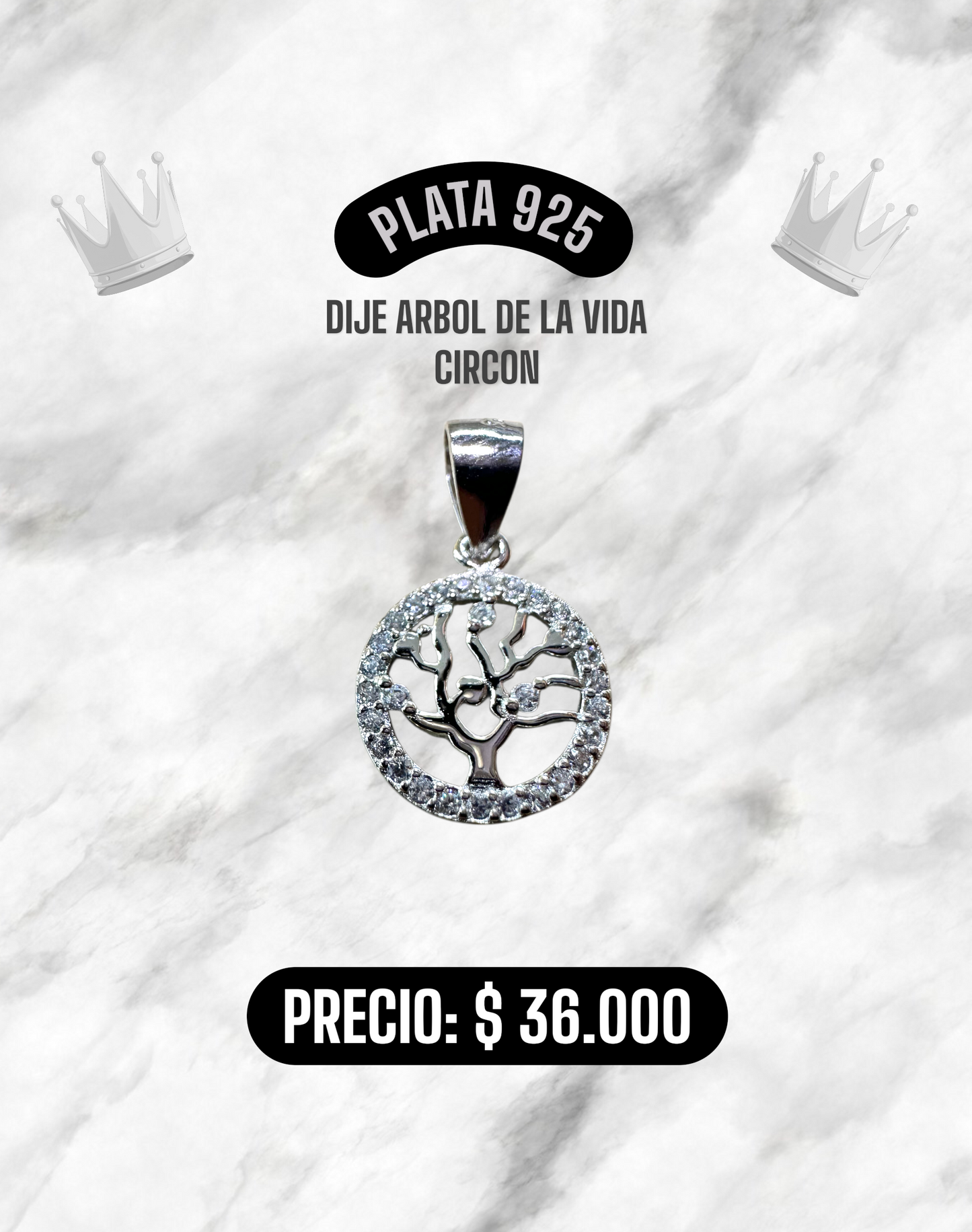 DIJE ARBOL DE LA VIDA CIRCON PLATA 925